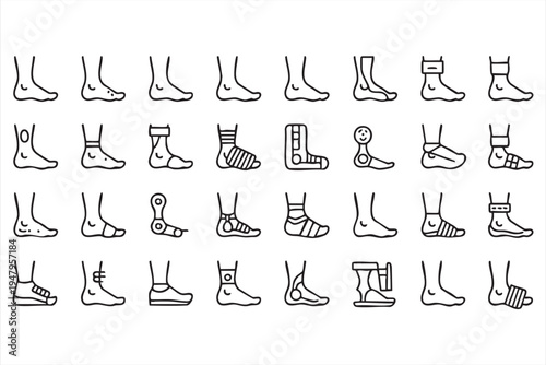 Foot Trauma Treatment and Rehabilitation Symbol Icon Bundle