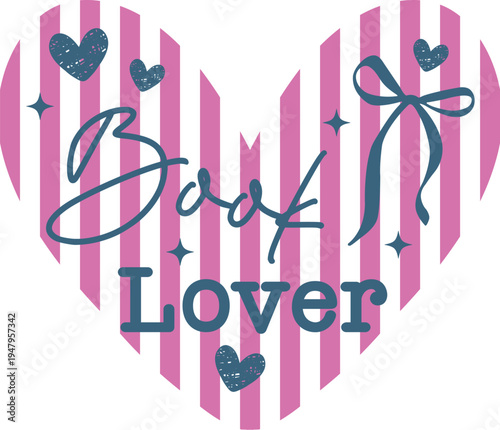 coquette book lover png, coquette book png, coquette bow book png, preppy book lover png, girly reading club png, pink blue stripes book png, blue pink stripes png, book lover png, bookish png, cozy b