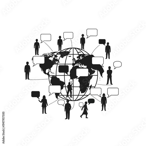 People Communicating Around The Globe Together.