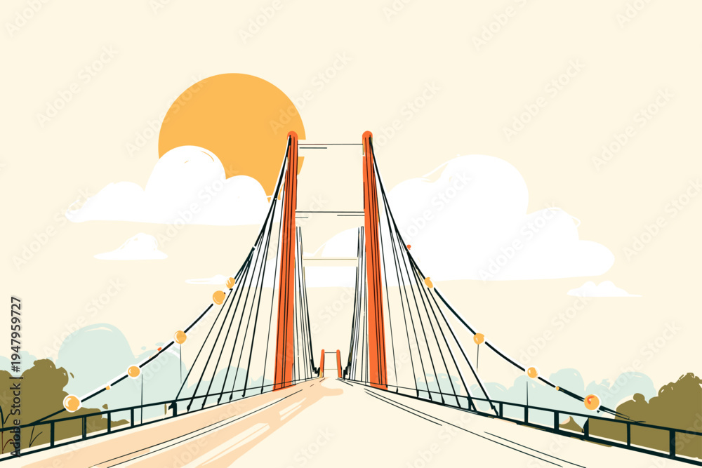 Obraz premium Smart Infrastructure Bridge with IoT Sensors and Data Transmission