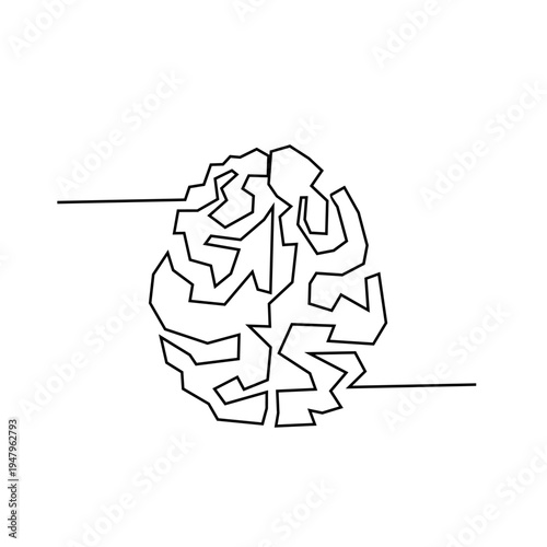 Abstract Geometric Line Art Illustration of Human Brain Representing Intelligence and Creative Thinking