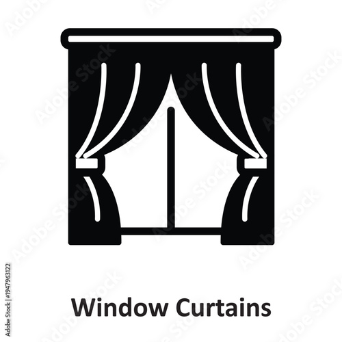 Window Curtains Vector icon which can easily modify or edit