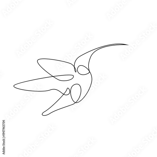 Hummingbird One Line Drawing. Minimalist Continuous Line Art Vector Illustration.