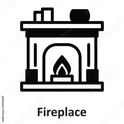 Fireplace Vector icon which can easily modify or edit