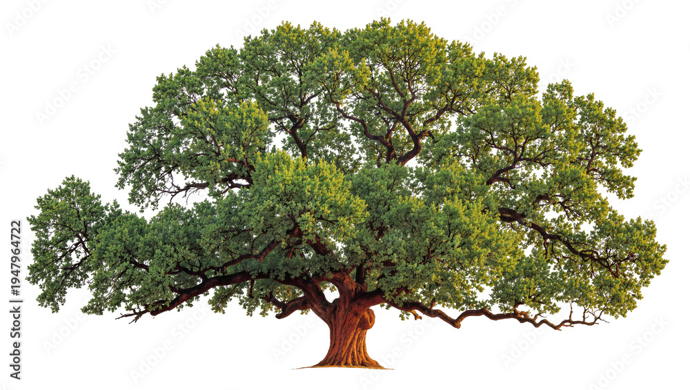Εκτύπωση καμβά Isolated majestic old oak tree with a sprawling green crown and sturdy trunk