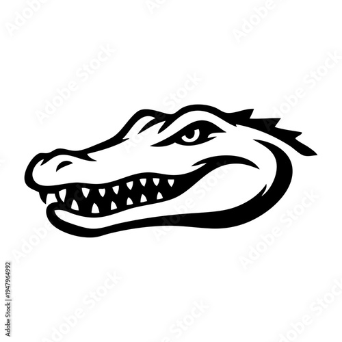 Dibujo sencillo con líneas de la cabeza de un cocodrilo enojado	