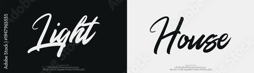 Light House, Script elegant alphabet beauty logo font. Classic beautiful Modern luxury Serif Letter Minimal Fashion. Typography decoration logotype fonts, wedding, logos. vector illustration
