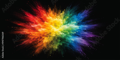 A vibrant abstract colorful fractal background features a bright burst of energy and fire-like patterns glowing with red and orange light rays against a dark black space design