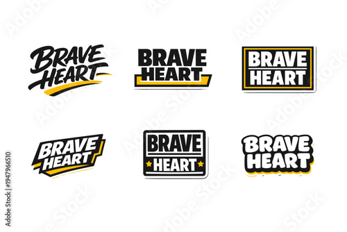 Brave heart motivational typography sticker design