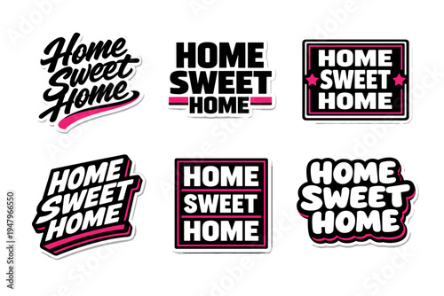 Home sweet home bold decorative typography sticker
