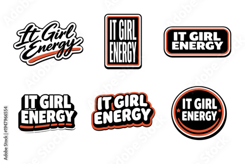 It girl energy bold typography sticker design