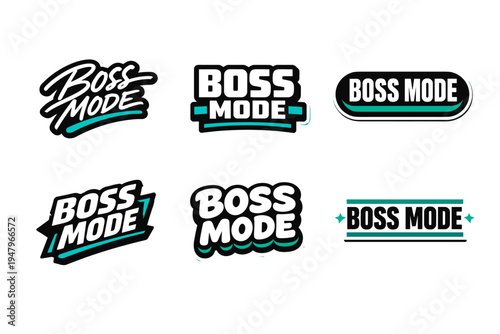 Boss mode bold typography sticker design