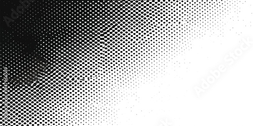 Seamless black and white abstract background featuring a metallic grid pattern with halftone dots and a chrome mesh texture for an industrial vector design
