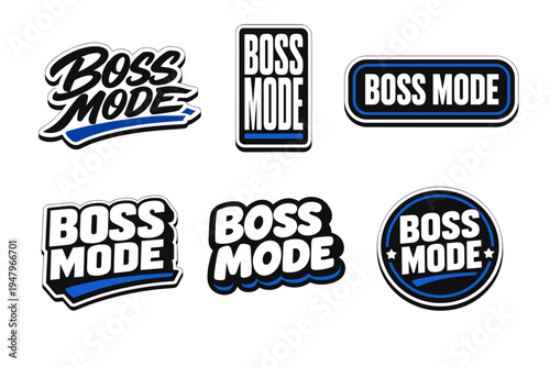 Boss mode bold motivational typography sticker design