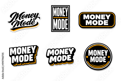 Money mode bold typography sticker design