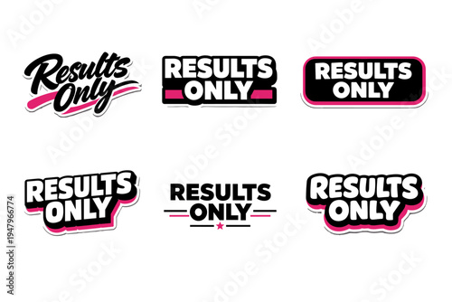 Results only motivational typography sticker design