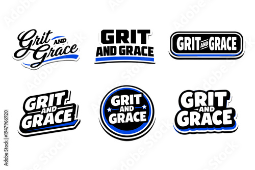 Grit and grace bold motivational typography sticker