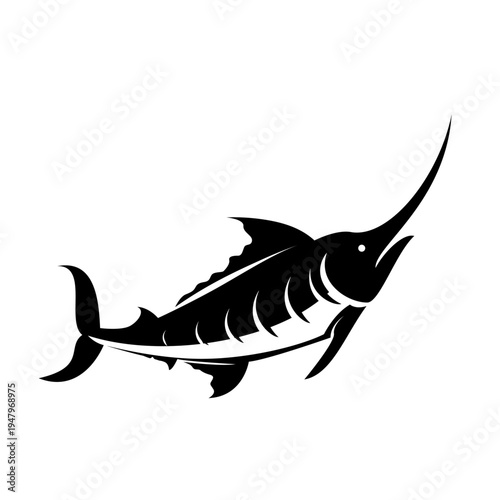 Dynamic Black Marlin Fish Silhouette Vector Illustration