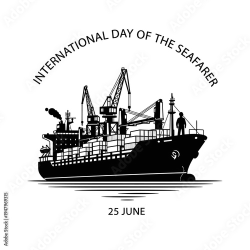 Large cargo ship at sea voyage.