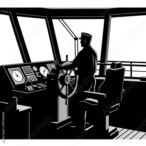 Man in captain hat on boat.