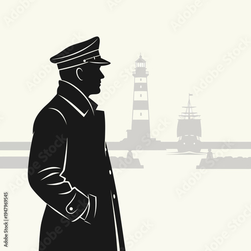 Man in sailor uniform profile view.