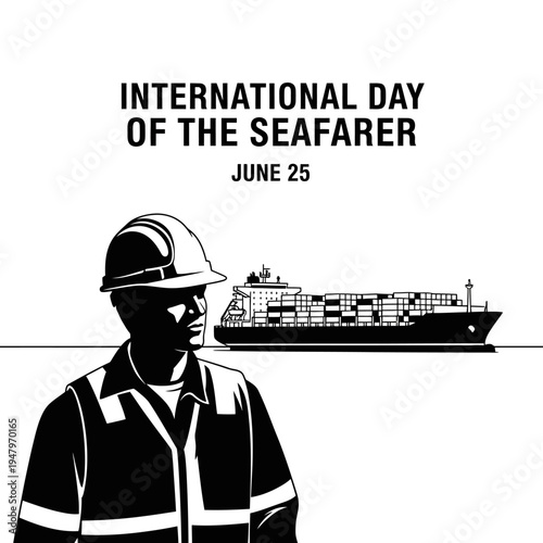 Seafarer wearing safety hard hat.