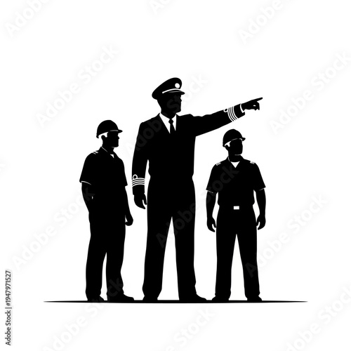 Silhouette of police officers standing.