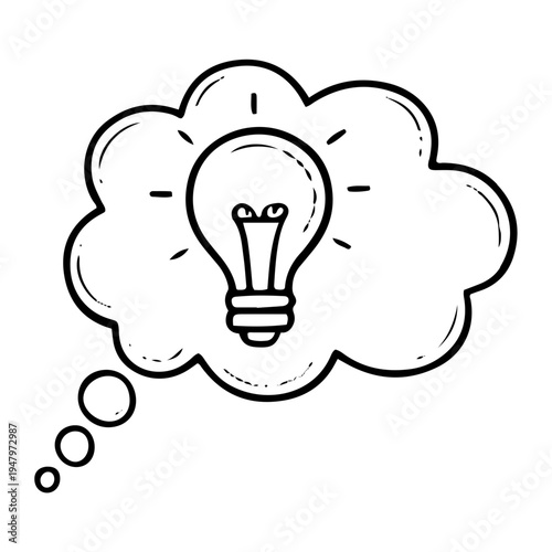Hand-drawn illustration of a lightbulb in a thought bubble representing financial reporting ideas and innovation