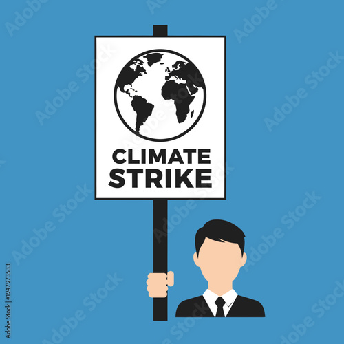 Person holding a sign with a globe and "Climate Strike" text.