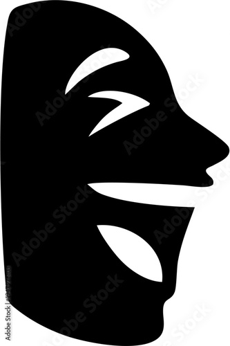 Black Comedy Tragedy Theater Mask Silhouette.