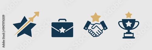 Business advisory excellence star icons – Great for consulting branding, corporate success, or expert advice.