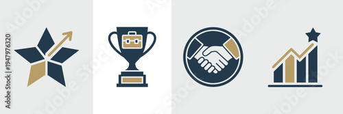 Corporate excellence and consulting symbols – Suitable for advisory frameworks, success metrics, or brand prestige.