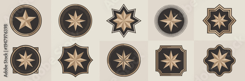 Elegant black and gold star emblems – Great for premium business identity, award badges, or jewelry branding.