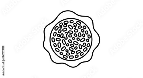 Abstract illustration of a cell with nucleus and cytoplasm, scientific concept
