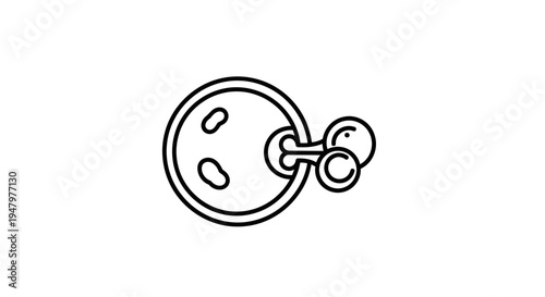 Abstract outline of a cell with organelles and nucleus, scientific concept