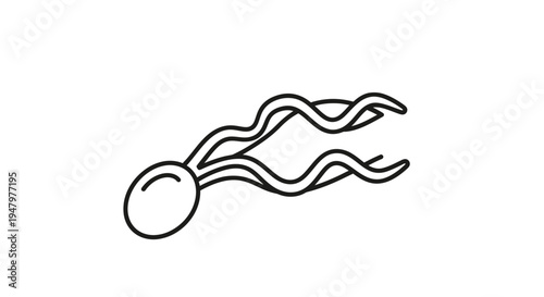 Abstract Sperm Cell Icon, Fertilization, Reproduction, Science Concept, Minimalist Line Art
