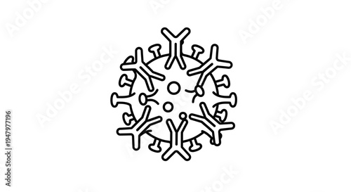 Abstract virus icon, microscopic organism, scientific illustration