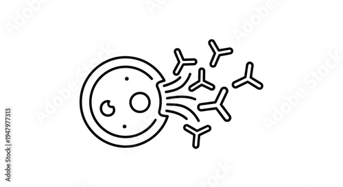 Antibody binding to antigen on cell surface, immune response concept