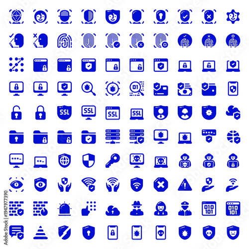 Flat Design Internet Privacy and Network Security Icon Bundle