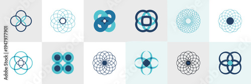 Symmetrical torus loop symbols – Great for physics education, engineering concepts, or futuristic design projects.
