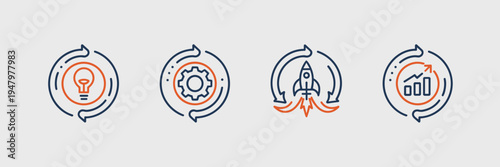 Innovation strategy torus icon set – Suitable for business consulting materials, startup pitch decks, or corporate innovation workshops.