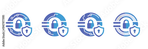 Cybersecurity protection ring icons – Ideal for data privacy, network defense, or digital security software.