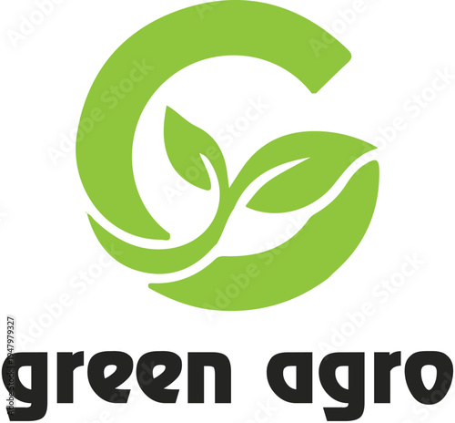 Green Agro letter G logo with leaves, organic agriculture and eco friendly nature symbol