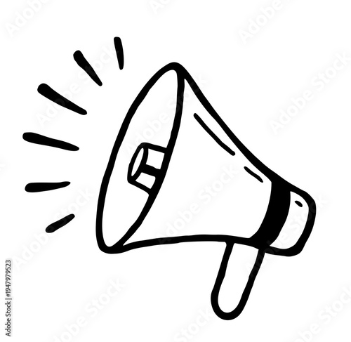 vector illustration of a megaphone sound amplifier cone blowhorn hand drawn doodle