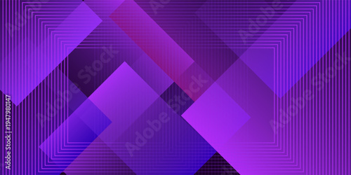 3D purple techno abstract background overlap layer on dark space with glowing squares effect decoration. Modern graphic design element lines style concept for web banner, flyer, card or brochure cover