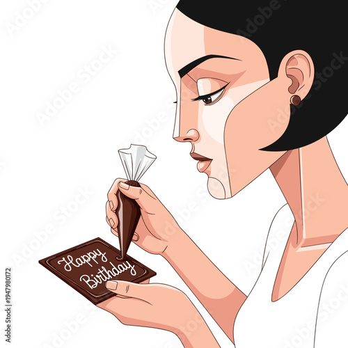 Woman writing chocolate card