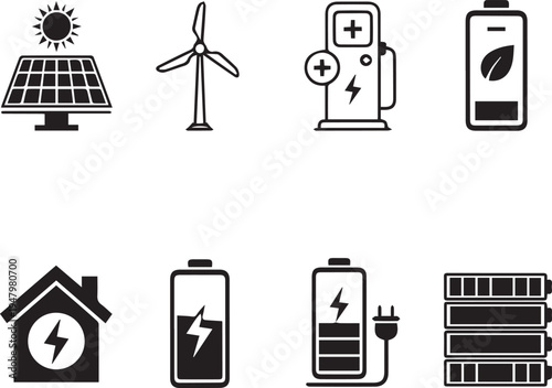 set of vector icons of electricity