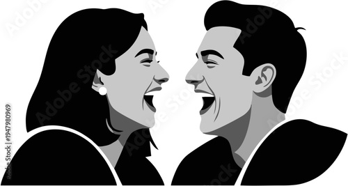 Man and Woman Arguing Loudly.