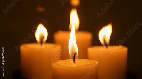 Illuminating warmth of burning candles in a dimly lit and peaceful ambience