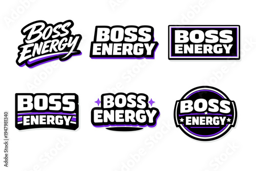 Boss energy modern typography sticker design
